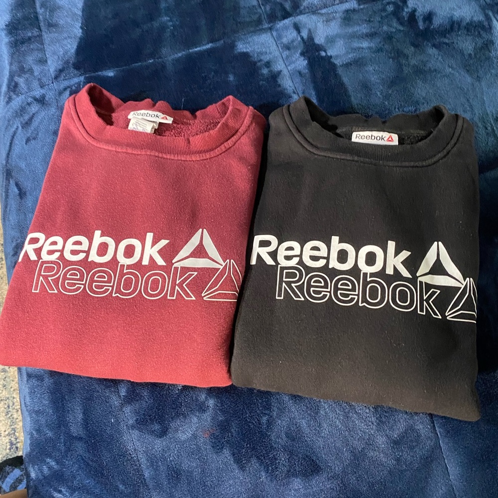Reebok Burgundy and Black Logo Sweatshirts set